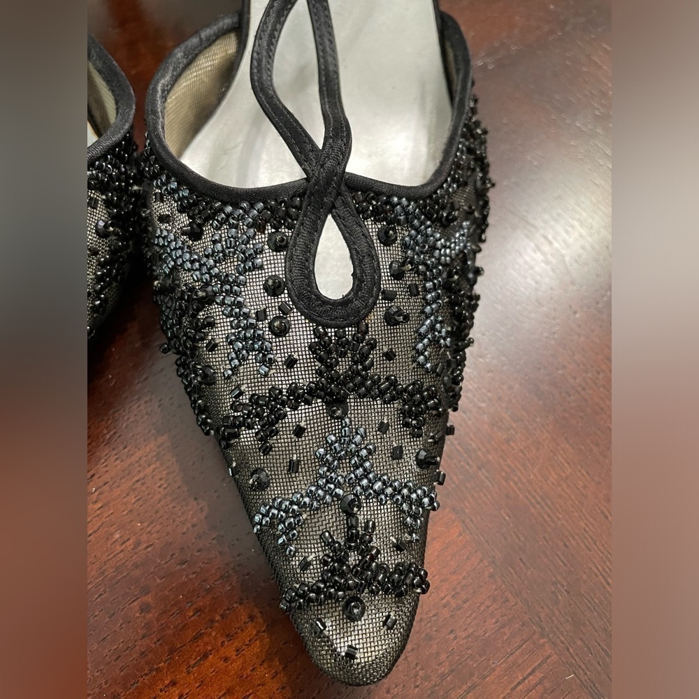 Karen Scott women’s Elegant beaded black sling back shoes size 7 medium - Picture 2 of 6